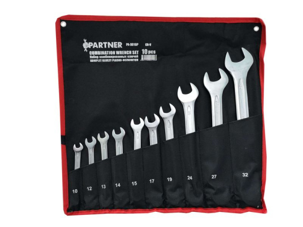 Набор ключей комбинированных 10пр(10,12-15,17,19,24,27,32мм)на полотне
