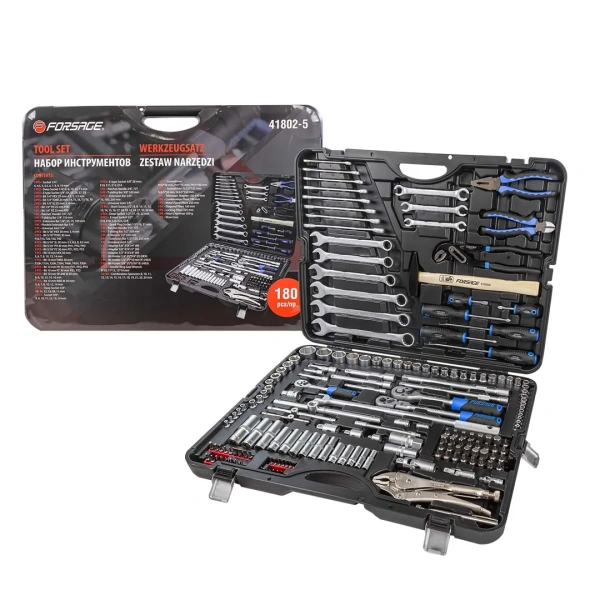 Набор инструментов 180пр. 1/4''3/8''1/2''(6гр.)(4-32мм)