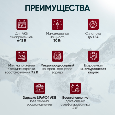 Импульсное зарядное устройство 6/12В с функцией восстановления iCartool IC-CH104