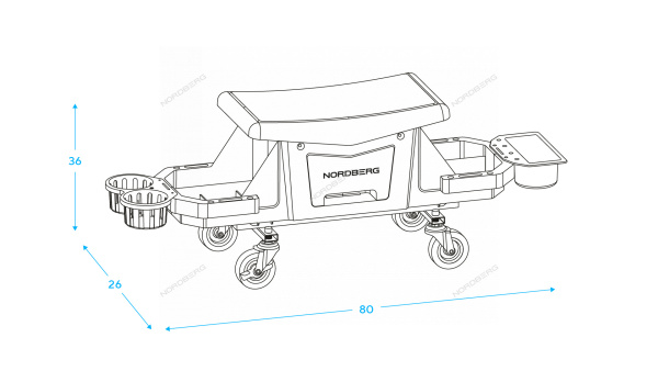 Сиденье ремонтное на колесах NORDBERG N30S12 (с выдвижным лотком для инструмента)