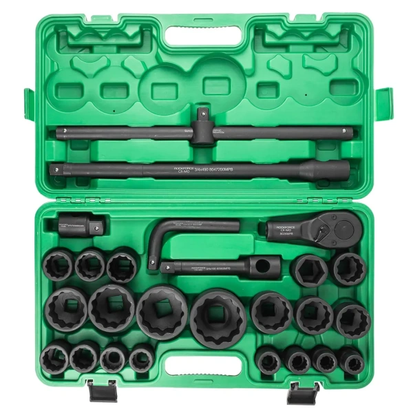 Набор инструментов ударных 26пр, 3/4''1''(12гр.)(17,19,22,24,27,30,32,33,34,35,36,36-6гр,38,41,46,50мм,1'':55,60,65мм)