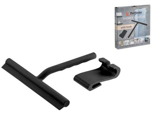 Стеклоочиститель (водосгон) с держателем, черный, PERFECTO LINEA