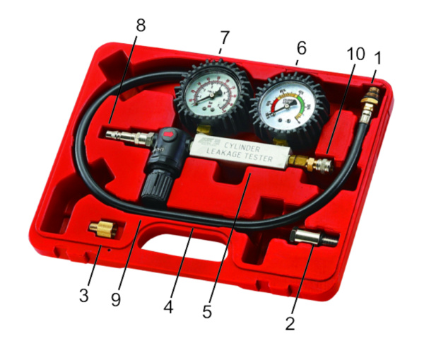 Набор инструментов для выявления утечек в цилиндрах JTC 4208 (диапазон 0-100PSI, 0-700кПА в кейсе)
