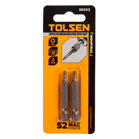 Набор вставок (бит) торцевых 1/4" Hex 3 мм 50 мм 2 предмета TOLSEN TT20333