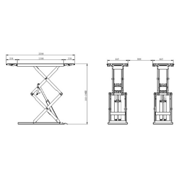 Ножничный подъёмник, г/п 3.0 т (напольная установка) Хорекс Авто HDSL-3.0SLE