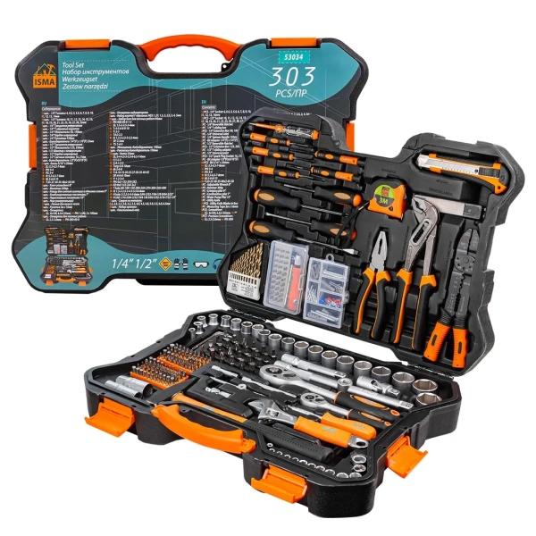 Набор инструмента 303пр. 1/4'',1/2''(6гр.)(4-32мм)