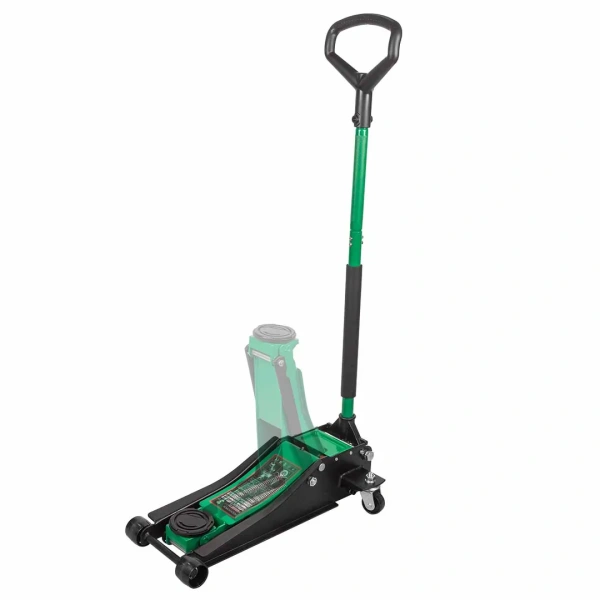 Домкрат подкатной гидравлический низкопрофильный двухпоршневой с резиновой накладкой 3т (h min 75мм, h max 505мм)