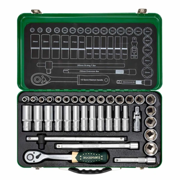 Набор инструментов 36пр. 1/2''(6гр.) (8-32мм, Cr-V), в металлическом кейсе