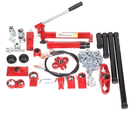 Набор гидравлического оборудования для кузовных работ, 10т (насос, цилиндр + комплект удлинителей и надставок), 28пр