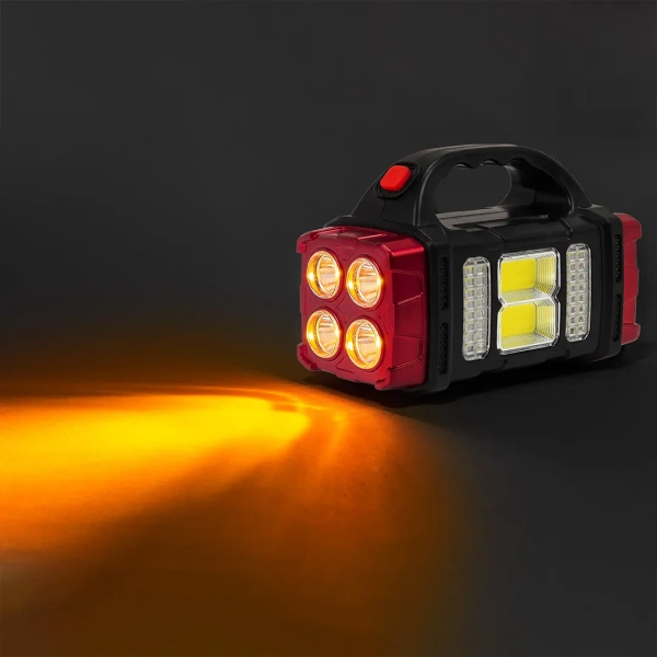 Фонарь ручной аккумуляторный с функцией повербанка и солнечной панелью (4 реж. работы, аккум. 1500мАч, 300Лм, время работы 2-3ч, время зар. 4-5ч)