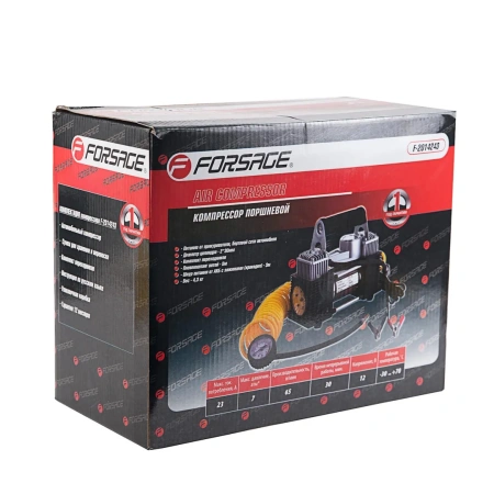 Компрессор поршневой автомобильный двухцилиндровый F-2014243 ''FORSAGE''(65л/мин, 23А) 12V