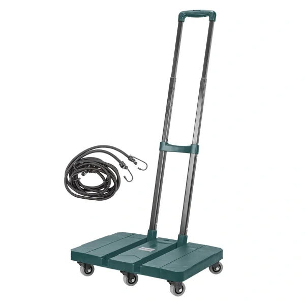 Тележка платформенная складная с телескопической ручкой+набор эластичных шнуров(в разложенном виде:56х33х101см,в сложенном:47х49х12см,г/п180кг)