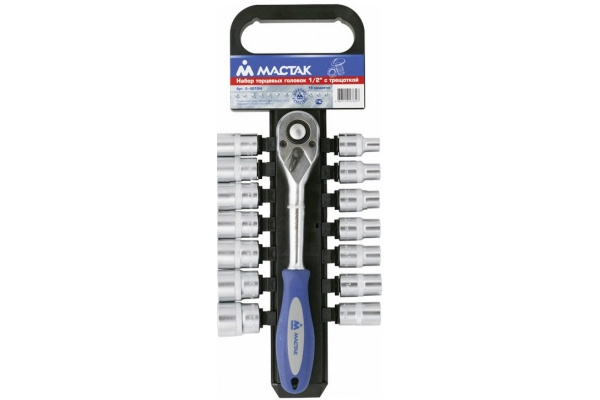 Набор торцевых головок с трещоткой 1/2", 8-24 мм, 15 предметов МАСТАК 0-4015H