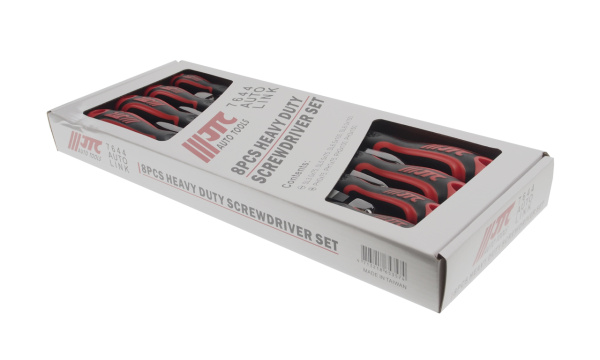 Набор отверток усиленных JTC 7644 (SL3.0x75, SL5.5x75, SL6.5x100, SL8.0x150, РН0х75, РН1х75, РН2х100, РНЗх150, 8 предметов)