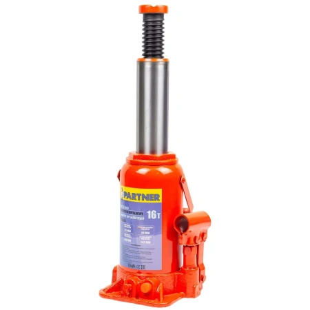 Домкрат бутылочный 16т с клапаном (h min 225мм, h max 430мм, ход штока-145мм, ход винта-60мм)