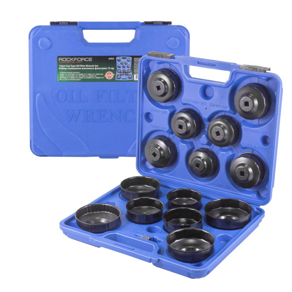 Набор съемников масляных фильтров 3/8'', 15пр.(65х14,68х14,65/67х14,74/76х14,76х30,73х14,75/77х15,93х15,90х15,74/76х15,80х15,82х15,93х36,100х15)в кейсе