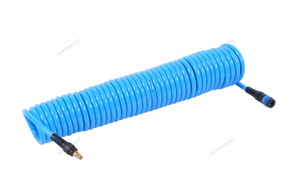 Шланг воздушный спиральный ПУ с быстроразъемным соединением NORDBERG HS0811PU-1 (Ø 8х12 мм, 11 м)