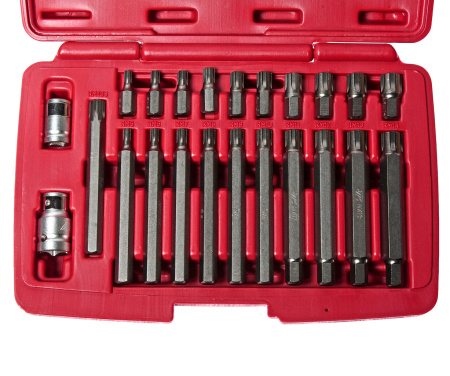 Набор бит RIBE RM5-RM14 JTC 5715 (1/2", 3/8", 2 держателя, 23 предмета в кейсе)