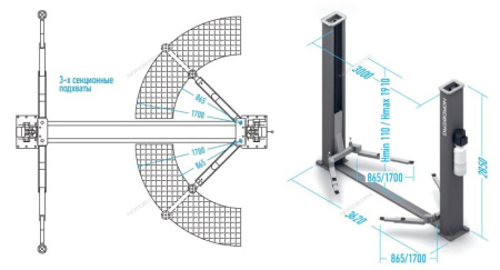 Подъемник двухстоечный электрогидравлический 5т 380V с электростопорами NORDBERG N4122AE-5B