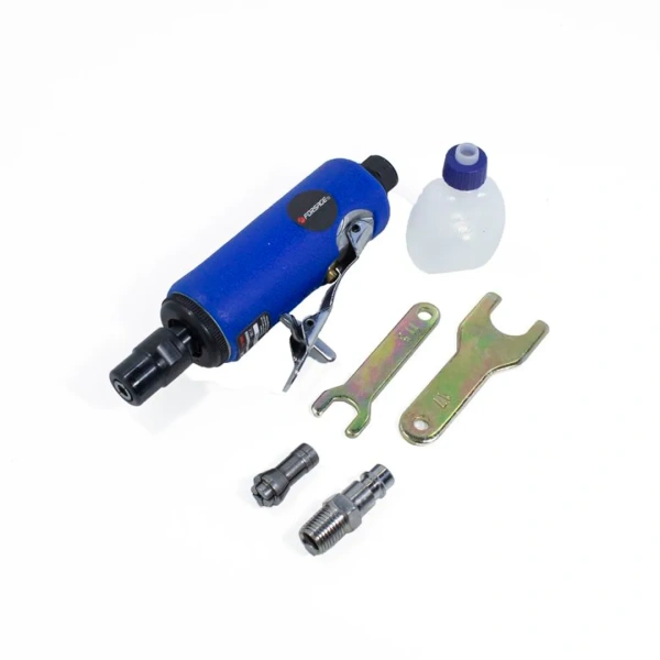 Пневмозачистная машинка с прорезиненной рукояткой(цанги:3мм,6мм, 25000об/мин, 94л/мин,6.3Bar,штуцер 1/4'')