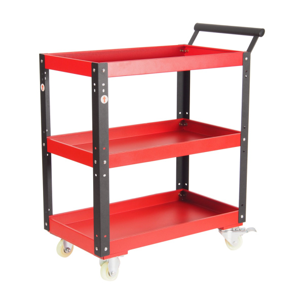 Тележка инструментальная красная с открытым отсеком JTC S1053 (3 секции)