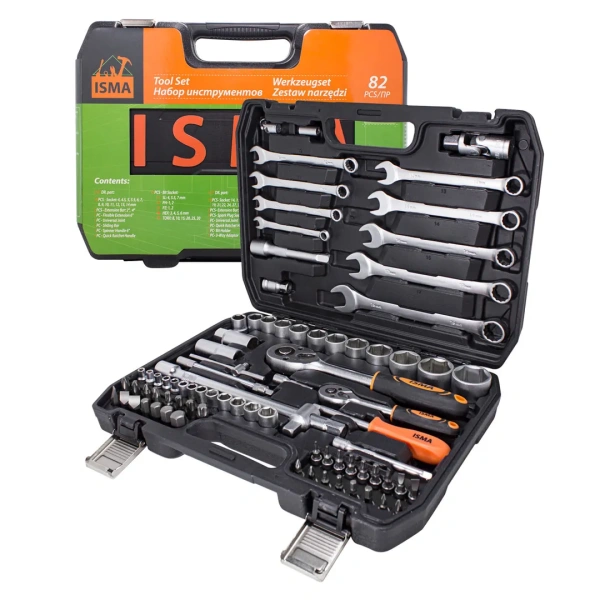 Набор инструментов 82пр.1/4''1/2''(6гр.)(4-32мм)