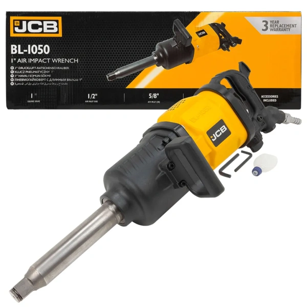 Пневмогайковерт ударный с длинным валом,реверсом и регулировкой усилия 1''(4000/4200Hм, 2600 об/мин,750 л/мин,21кг)