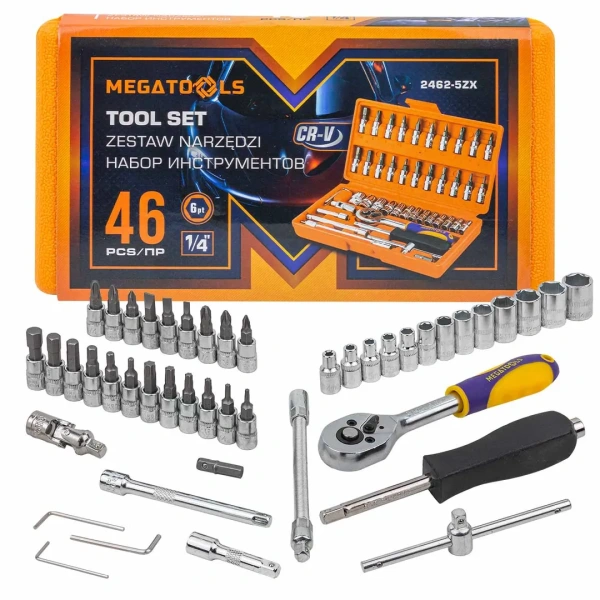 Набор инструментов 46пр, 1/4''( 6гр.)