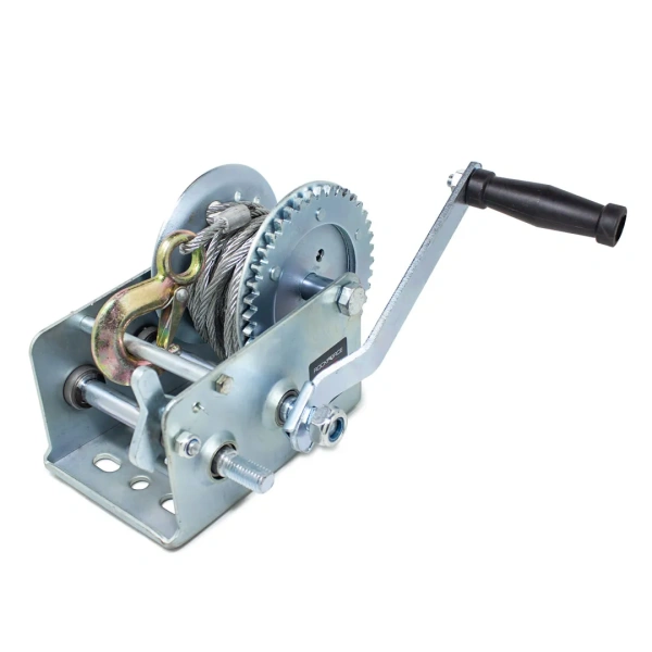 Лебедка ручная барабанная двухскоростная, 1300кг(стальной трос, диаметр троса-5мм, длина троса-10м ) Лебедка ручная барабанная двухскоростная, 1300кг(стальной трос, диаметр троса-5мм, длина троса-10м )