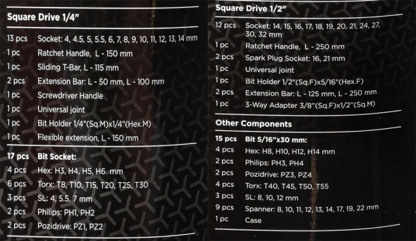 Набор инструментов 82пр. 1/4''&1/2''(6-гр.)