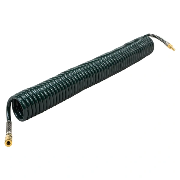 Шланг витой полиуретановый 10мм х 14мм х 15м с быстроразъемами (латунь, максимальное давление - 15bar, рабочая температура от -20 до +60 гр.)