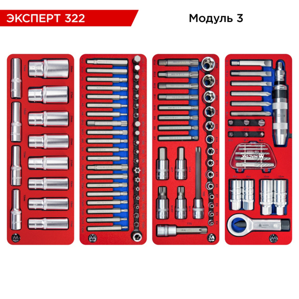 Набор инструментов ЭКСПЕРТ 322 в тележке МАСТАК (323 предмета)