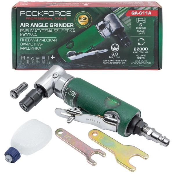 Пневмозачистная машинка угловая(цанга:6мм, 22000об/мин,6.3Bar,штуцер 1/4'')