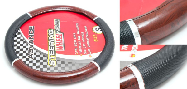 Чехол руля KD-76561-S (Black/wood)