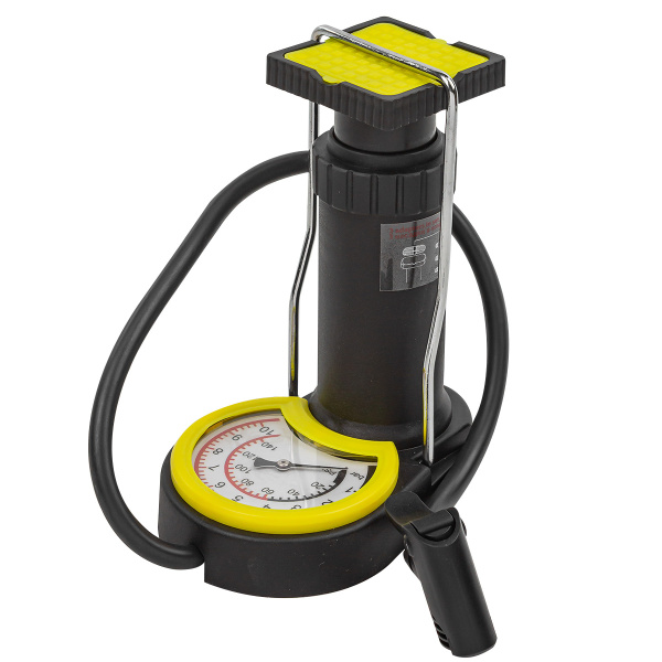 Насос ножной для подкачки колес (рабочее давление 5.5 бар,3 адаптера)