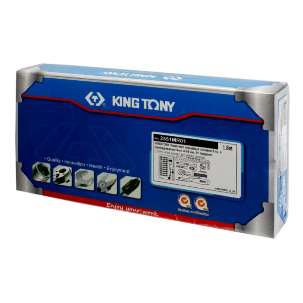 Набор торцевых головок с принадлежностями 1/4", шестигранные, 4-14 мм, 51 предмет KING TONY 2551MR01