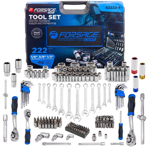 Набор инструментов 222пр. 1/4''3/8''1/2''6гр