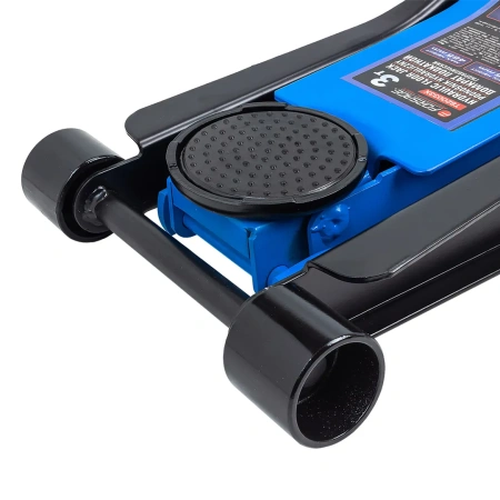 Домкрат подкатной гидравлический низкопрофильный двухпоршневой с резиновой накладкой и быстрым подьемом 3т (h min 75мм, h max 465мм)