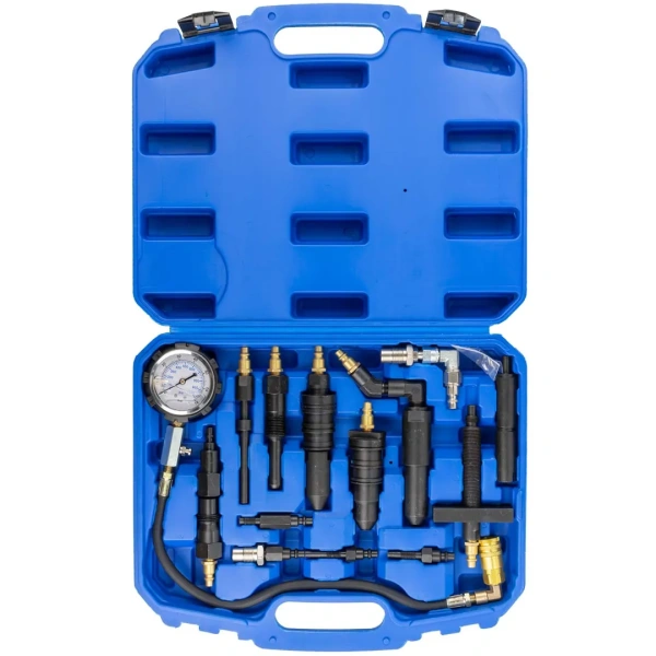 Тестер компрессии дизельного двигателя, манометр в комплекте с переходниками 13шт,в кейсе