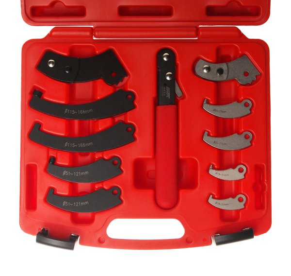 Ключ для круглых гаек с прорезью JTC 4455 (с радиусными насадками, 11 предметов)