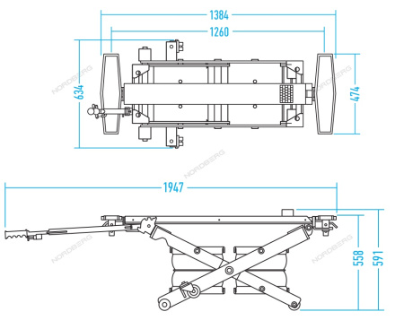 Ножничный пневматический подъемник NORDBERG N636-2,5
