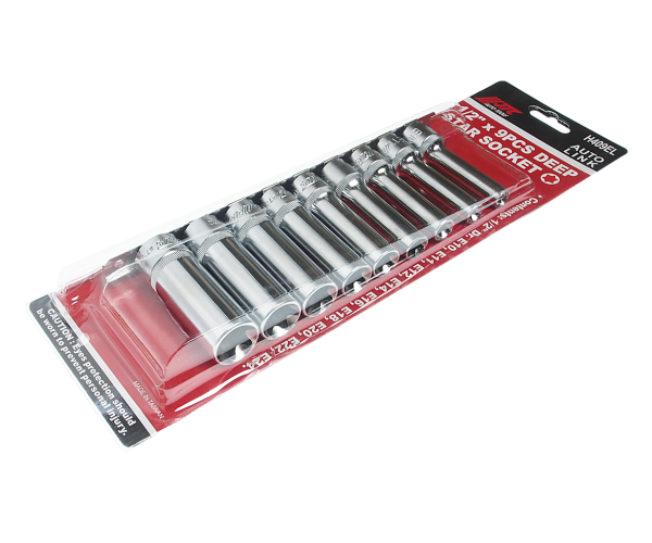 Набор головок торцевых удлиненных JTC H409EL (1/2", TORX, Е10-Е24, 9 предметов)