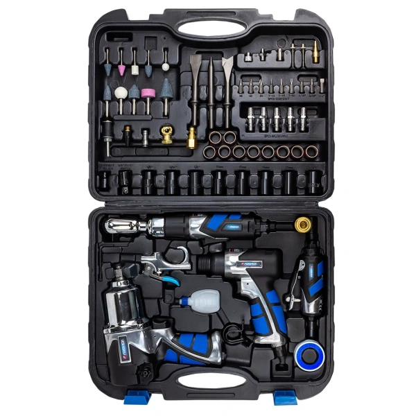 Набор инстр. с аксессуарами71пр(гайковерт-1/2'',650н/м,пневмозач.маш.-6мм, 25000об/мин,пневмотрещ.-1/2'',68н/м,пневмозубило, продувоч.)