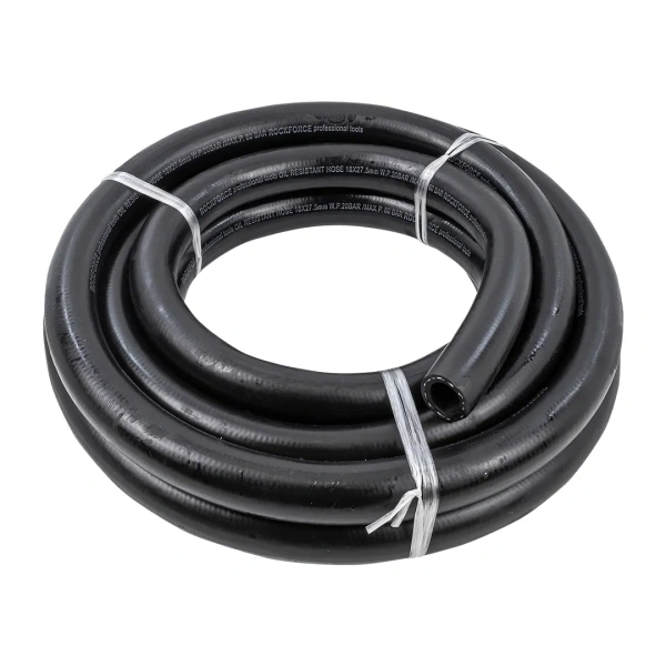 Шланг резиновый армированый бензо-маслостойкий 18х27.5ммх5м(повышенная гибкость и сопротивление к излому,раб.давл. 20bar,max60bar,-30C°+70C°,DIN20018)