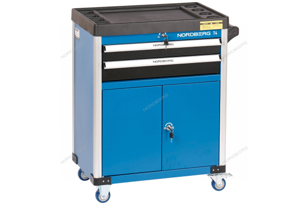 Тележка инструментальная NORDBERG T4 (2 выдвижных ящика, 2 полки с дверцами)