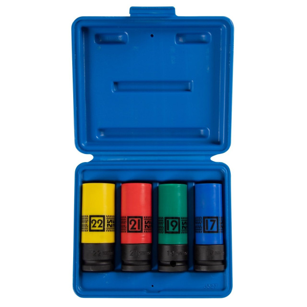 Набор глубоких ударных торцевых головок 1/2" шестигранные 17, 19, 21, 22 мм KING TONY 44904MP02