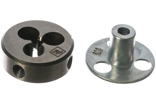 Плашка D-DRIVE MDG407 круглая ручная с направляющей в наборе М4х0.7, HSS, Ф25х9 мм