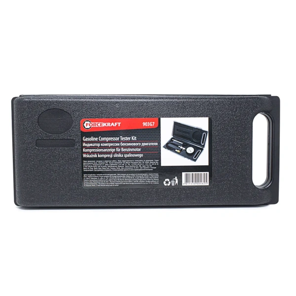 Индикатор компрессии бензинового двигателя Profi (0-21Bar, М14, М18 + жесткий прижимной адаптер-переходник) 3пр., в кейсе