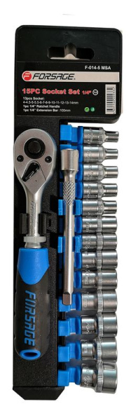 Набор инструментов 15пр.1/4''(6-гр.)(4-14мм),в пластиковом держателе