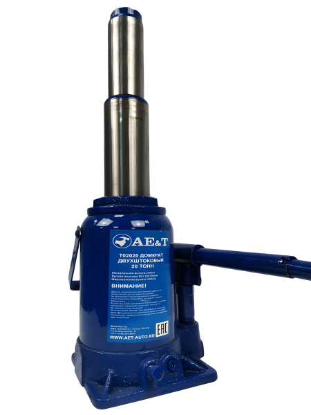 Домкрат бутылочный двухштоковый AE&T T02020 (20т)